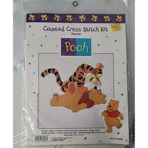 Pooh and Tigger Pounce  Counted Cross Stitch Kit Floss 14-Count #34006 New‎